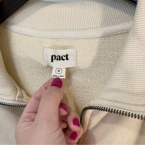 Pact | Essential Loopback Terry Quarter Zip Sweatshirt | Sandshell | M - Picture 5 of 7